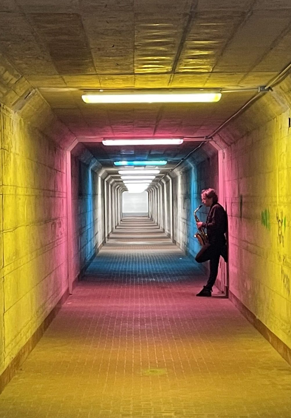 Tunnel della stazione di Pontebba - prove dell'allestimento artistico e di suono - foto Continuo