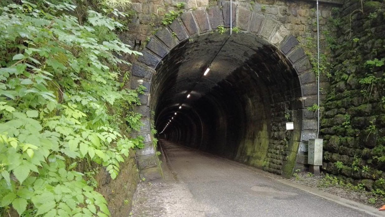 Una delle gallerie della vecchia linea ferroviaria, oggi ciclovia Alpe Adria - frame dal video di Claudio Parrino - courtesy Continuo